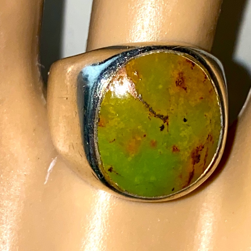 Green Gaspeite sterling silver chunky ring